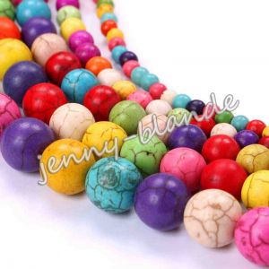 Jewel - תכשיטים ויהלומים חרוזים Wholesale Turquoise Gemstone Round Loose Spacer Beads Jewelry Making 4/6/8/10mm