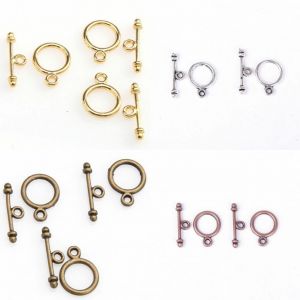 Jewel - תכשיטים ויהלומים סוגרים ולולאות 30 Sets Tibetan Silver Round Toggle Clasp Jewelry Making Findings