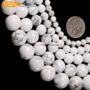Jewel - תכשיטים ויהלומים חרוזים Natural Gemstone White Howlite Stone Jewelry Making Loose Beads Strand 15"