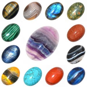 Jewel - תכשיטים ויהלומים חרוזים 22x30mm CAB Natural Gemstone Oval Cabochon Flat Back Beads For Jewelry Making