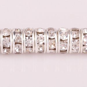 Jewel - תכשיטים ויהלומים חרוזים 50pcs 8mm Crystal Rondelle Silver Plated Spacer Beads For Jewelry Making