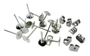 Jewel - תכשיטים ויהלומים סוגרים ולולאות Stainless Steel Earrings Pin Stud Jewelry Making Supplies Back Post Pad Blank
