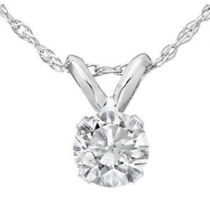 Jewel - תכשיטים ויהלומים שרשראות 1/3ct Round Solitaire 14k White Gold Diamond Pendant