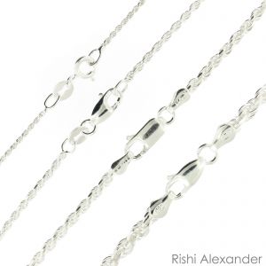 Jewel - תכשיטים ויהלומים שרשראות 925 Sterling Silver Diamond Cut Rope Chain Necklace .925 Italy All Sizes