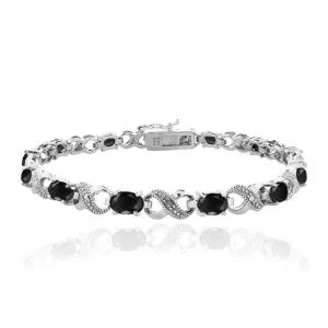Jewel - תכשיטים ויהלומים צמידים 7.2ct TGW Genuine Black Sapphire & Diamond Accent Infinity Bracelet in Brass
