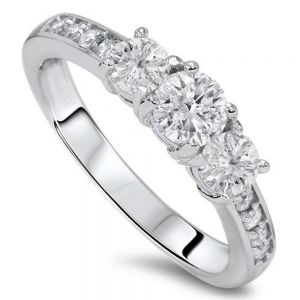 Jewel - תכשיטים ויהלומים טבעות 1ct Diamond 3 Three Stone Engagement Ring 10K White Gold