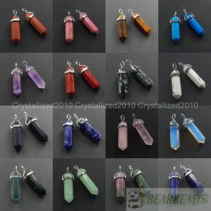 Jewel - תכשיטים ויהלומים תיליונים  Natural Gemstones Hexagonal Pointed Reiki Chakra Healing Pendant Necklaces Beads