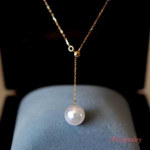 Jewel - תכשיטים ויהלומים שרשראות White Pearl Pendant Necklace Women 18k Rose Gold Plated Silver Choker Gift Box