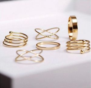 Jewel - תכשיטים ויהלומים טבעות Punk Charm 6Pcs/Set Midi Above Knuckle Ring Band Gold Plated Tip Finger Stacking