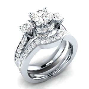 Jewel - תכשיטים ויהלומים טבעות 925 Silver White Sapphire Wedding Band Rings Set Women Fashion Jewelry Size 5-10