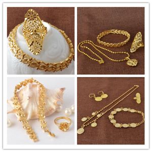 Jewel - תכשיטים ויהלומים סטים Classical Lady's 18K Gold Filled Necklace Bracelet Ear Rings Jewerly Set