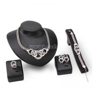 Jewel - תכשיטים ויהלומים סטים Women Wedding Crystal S925 Earrings & Necklace & Bracelet & Rings Jewelry Set