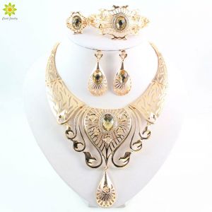 Jewel - תכשיטים ויהלומים סטים Gold Plated Austrian Crystal Necklace Bracelet Ring Earrings Jewelry Set Gifts