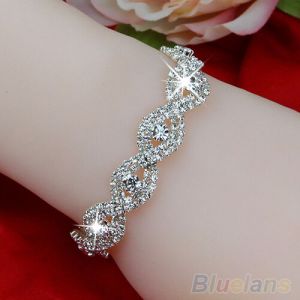 Jewel - תכשיטים ויהלומים צמידים Elegant Deluxe Austrian Crystal Bracelet Women Infinity Rhinestone Bangle Gift