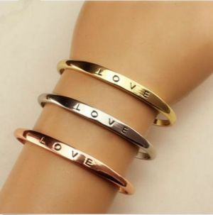 Jewel - תכשיטים ויהלומים צמידים Fashion Women Gold/Silver Plated LOVE Bracelet Jewelry Charm Cuff Bangle Gift