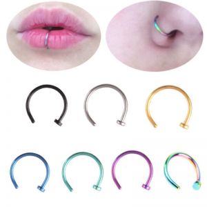 Jewel - תכשיטים ויהלומים פירסינגים 3Pcs Unisex Fake Septum Clip On Non Piercing Lip Nose Studs & Ring Body Jewelry