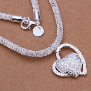 Jewel - תכשיטים ויהלומים שרשראות 925 Fashion Silver Charm Heart Pendant Beautiful women Necklace JEWELRY cute