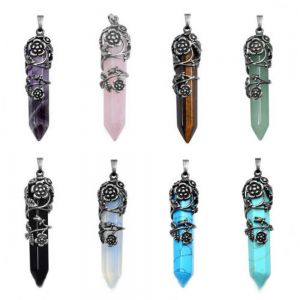 Jewel - תכשיטים ויהלומים תיליונים  Gemstone Hexagonal Quartz Crystal Healing Point Pendant Fit Necklace Gift