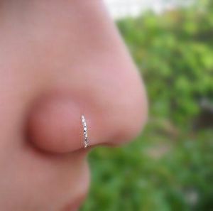 Jewel - תכשיטים ויהלומים פירסינגים Nose Ring-Tragus Earring-Cartilage Earring-TEXTURED Sterling Silver 22 Gauge7mm