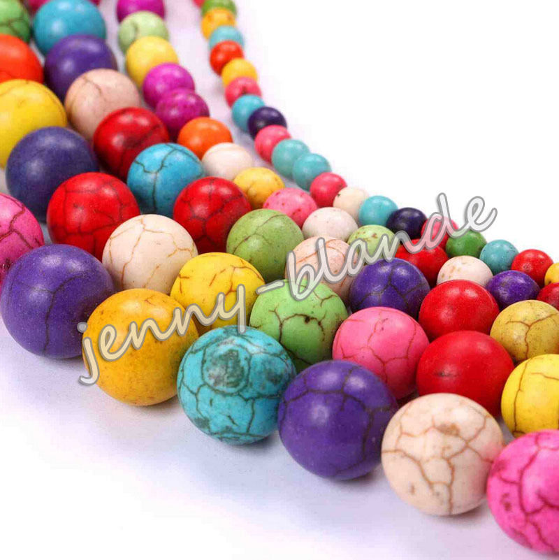 Jewel - תכשיטים ויהלומים חרוזים Wholesale Turquoise Gemstone Round Loose Spacer Beads Jewelry Making 4/6/8/10mm