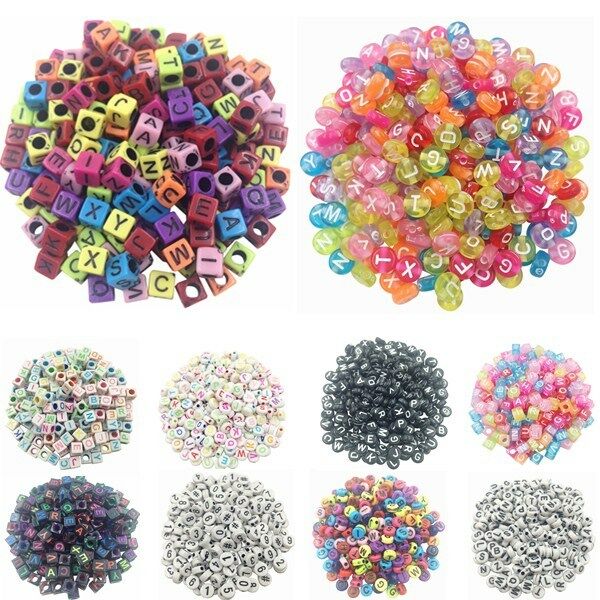 Jewel - תכשיטים ויהלומים חרוזים 100PCS DIY Random Alphabet/Lette<wbr/>r Acrylic Cube Spacer Loose Beads Jewelry Making
