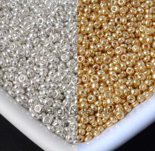 Jewel - תכשיטים ויהלומים חרוזים  1200Pcs gold and silver Czech Glass Seed Spacer Beads For Jewelry Making 2mm