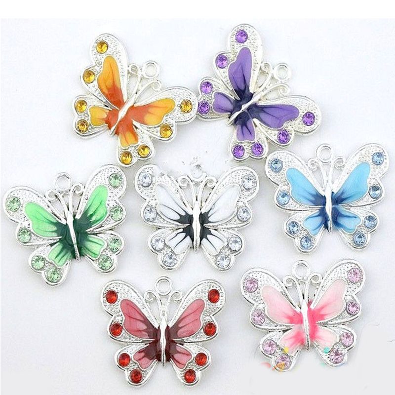 Jewel - תכשיטים ויהלומים תיליונים  Wholesale 5/10pcs Enamel Animal Butterfly Pendant Charms Jewelry Making Findings