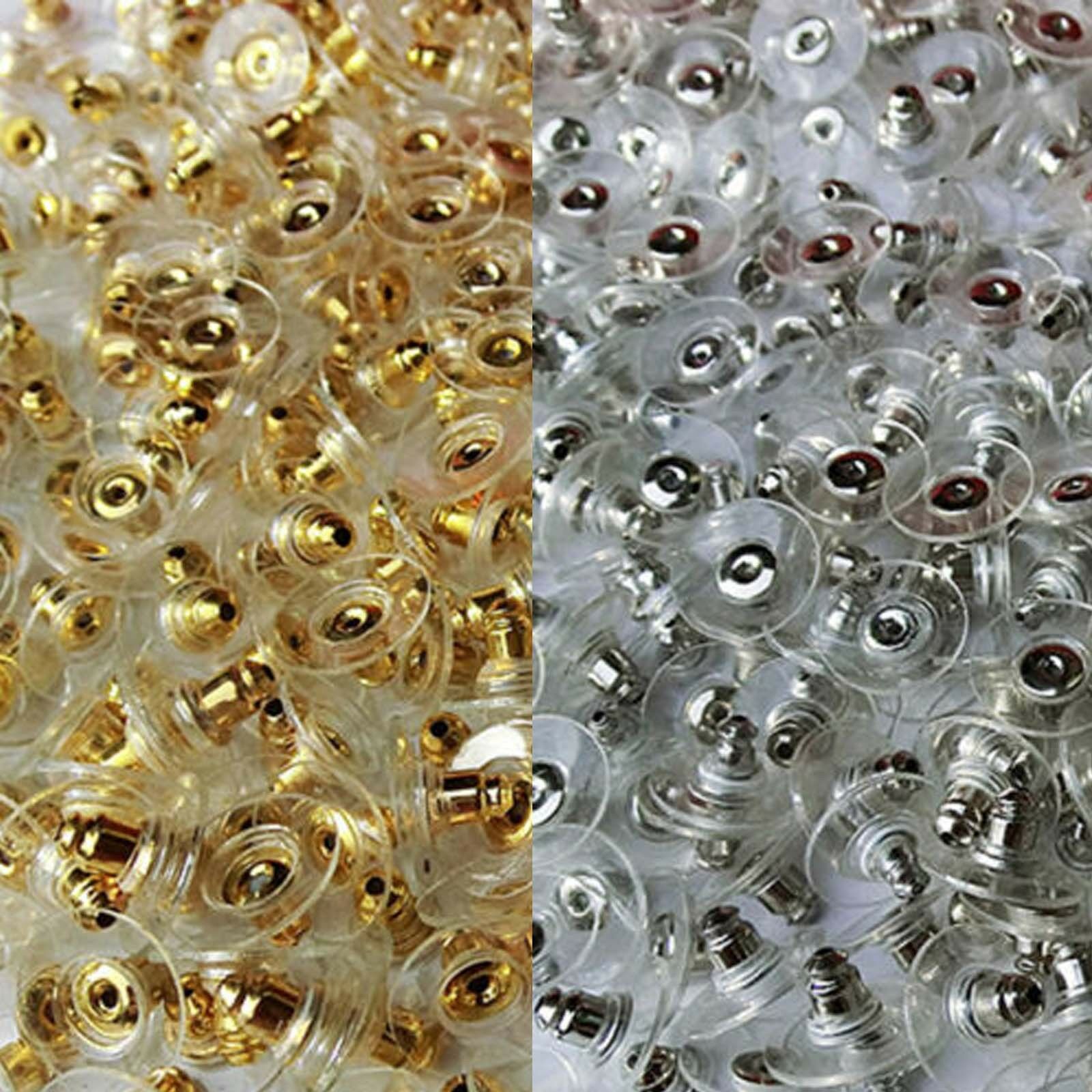 Jewel - תכשיטים ויהלומים סוגרים ולולאות 100x Earring Backs Stoppers Findings Ear Post Nuts Jewelry Findings Gold/Silver