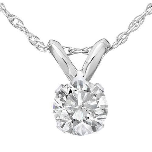 Jewel - תכשיטים ויהלומים שרשראות 1/3ct Round Solitaire 14k White Gold Diamond Pendant