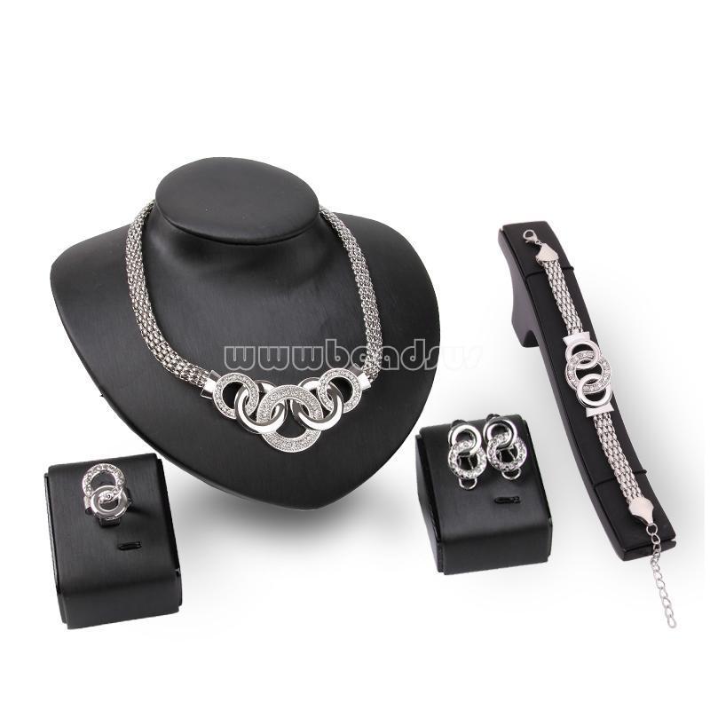 Jewel - תכשיטים ויהלומים סטים Women Wedding Crystal S925 Earrings & Necklace & Bracelet & Rings Jewelry Set
