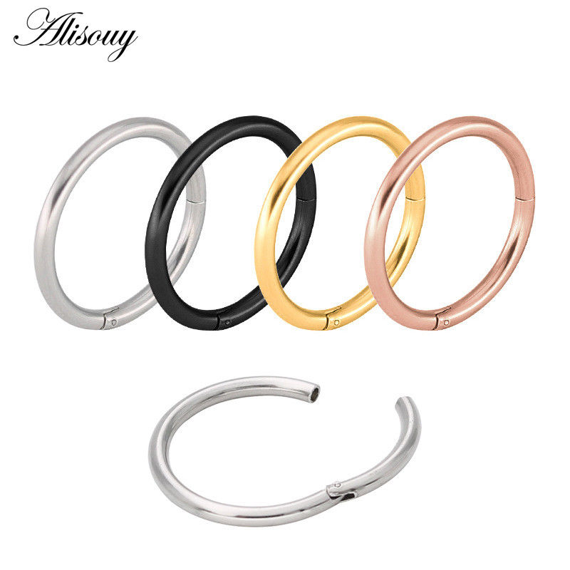 Jewel - תכשיטים ויהלומים פירסינגים New Anodised Titanium Segment Ring Nose Hoop Tragus Labret Eyebrow Stud Piercing